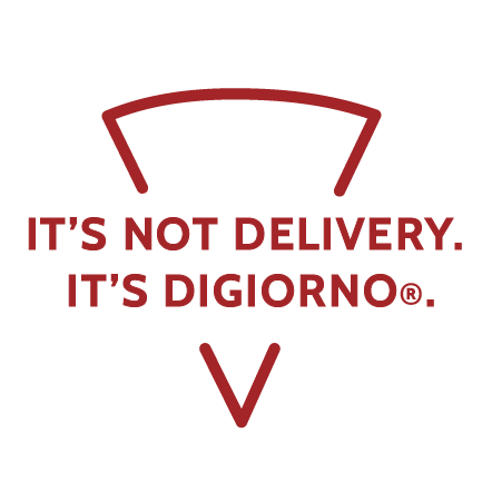 The words "ITS NOT DELIVERY. ITS DIGIORNO®." outlined in the shape of a pizza slice.