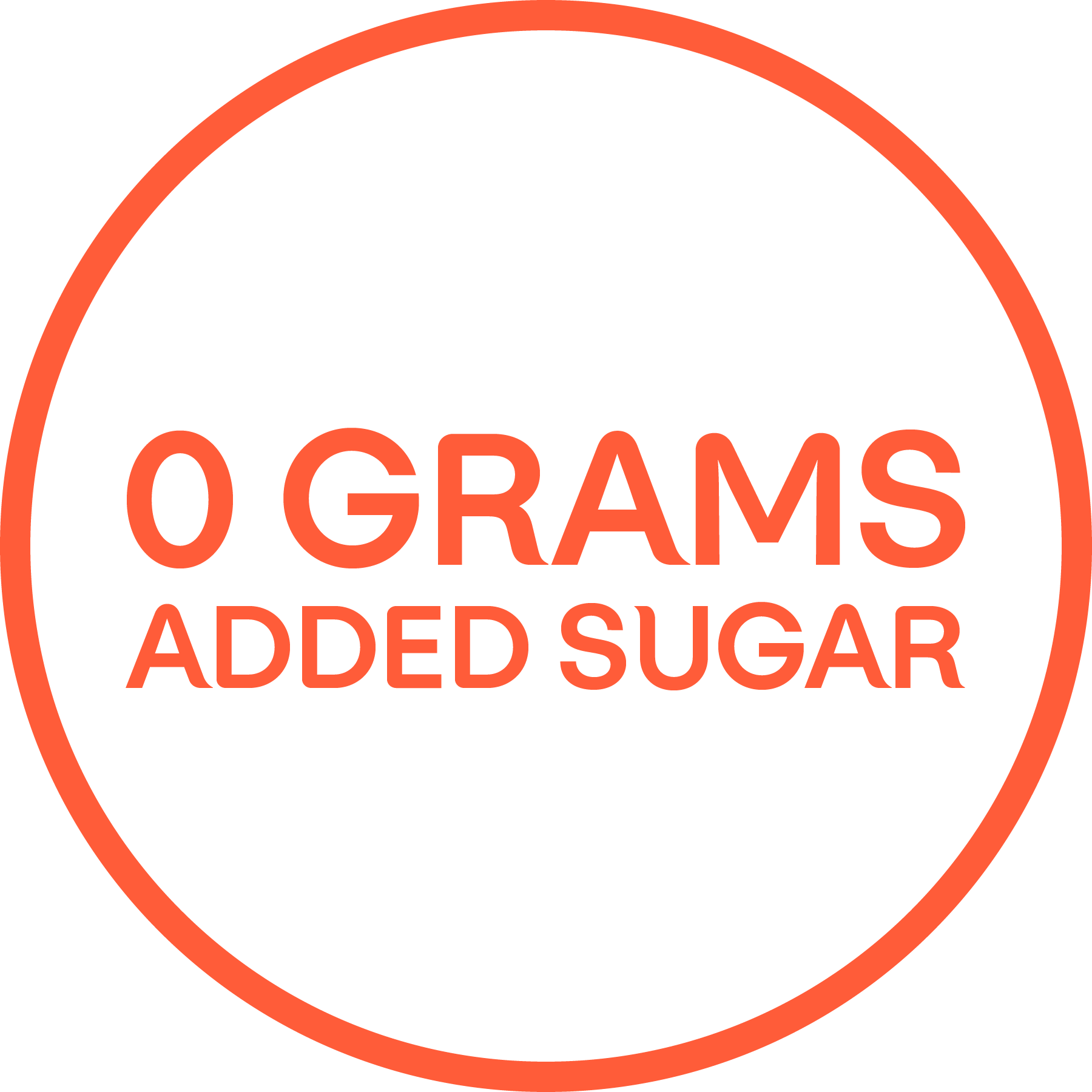 "0 gramos de azúcar agregado" escrito en un círculo naranja.