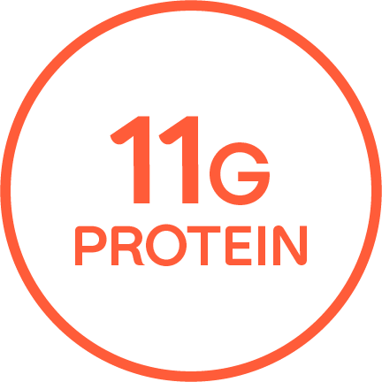 "10G PROTEIN" written in an orange outlined circle.