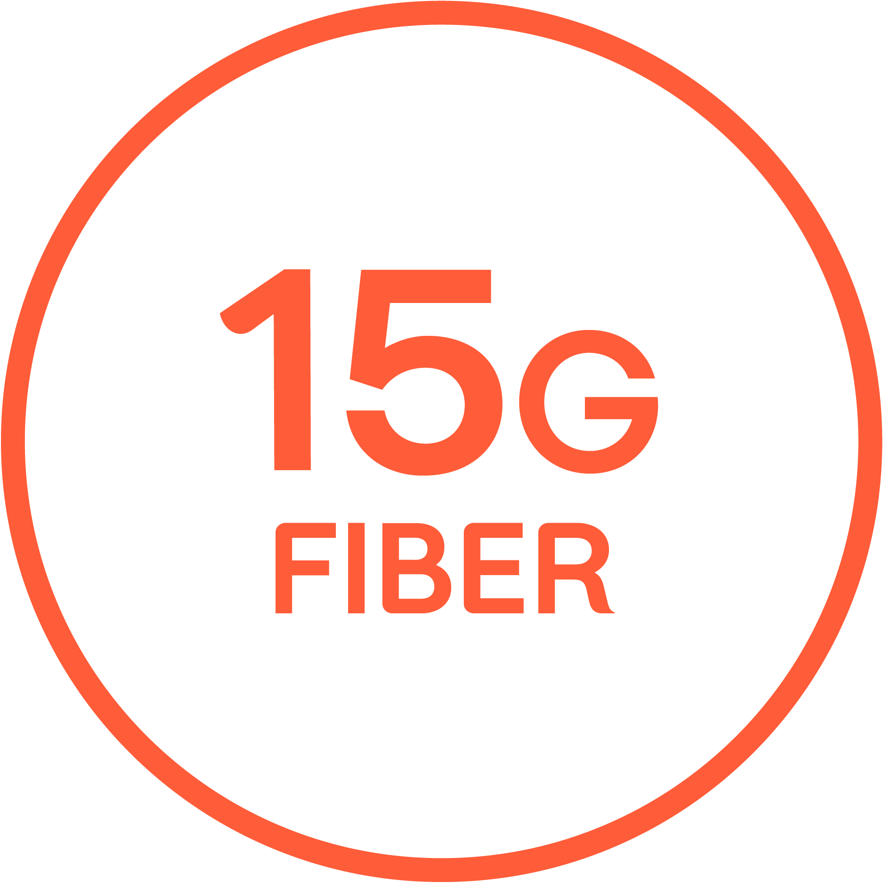 "15G FIBER" written in an orange outlined circle.