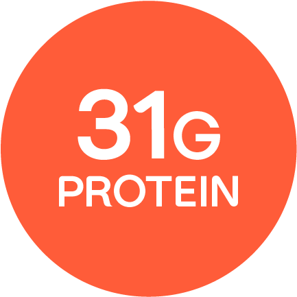 "31G PROTEIN" written in an orange circle.