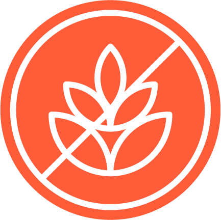 Un icono naranja de una planta de trigo con una cruz atravesada.