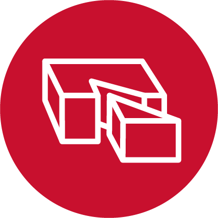 A red circle with a white illustrated block of cheese.