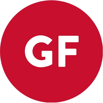 A red circle with the letters "GF" written in white.