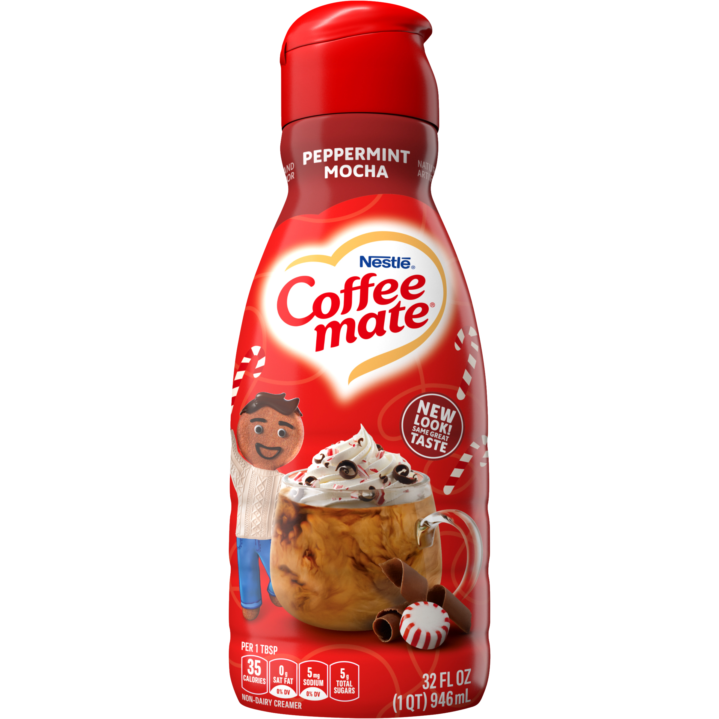 Liquid Coffee Creamer, Peppermint Mocha, 1500mL Pump Bottle - TonerQuest