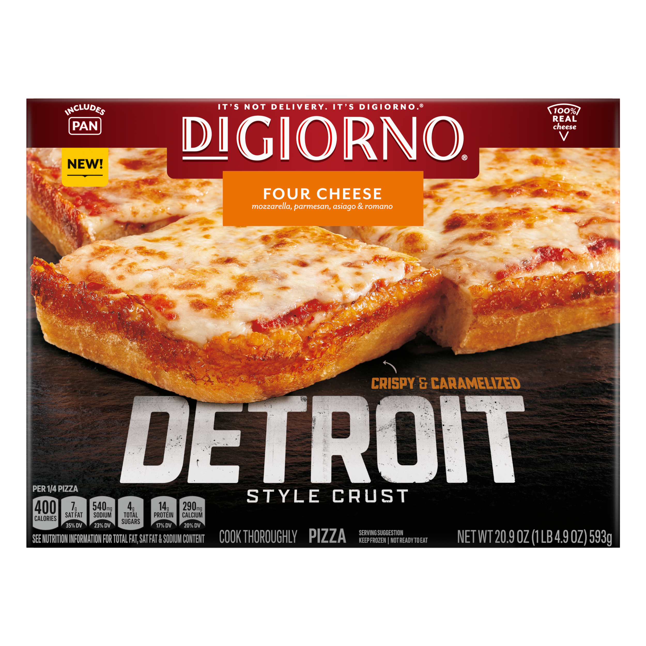 Frozen Detroit Style Crust Four Cheese Pizza Official DIGIORNO