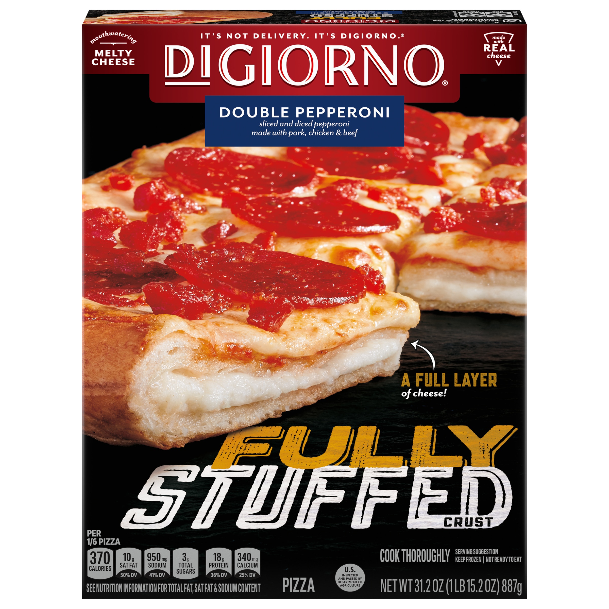 Double Pepperoni Fully Stuffed Crust Frozen Pizza Official DIGIORNO®