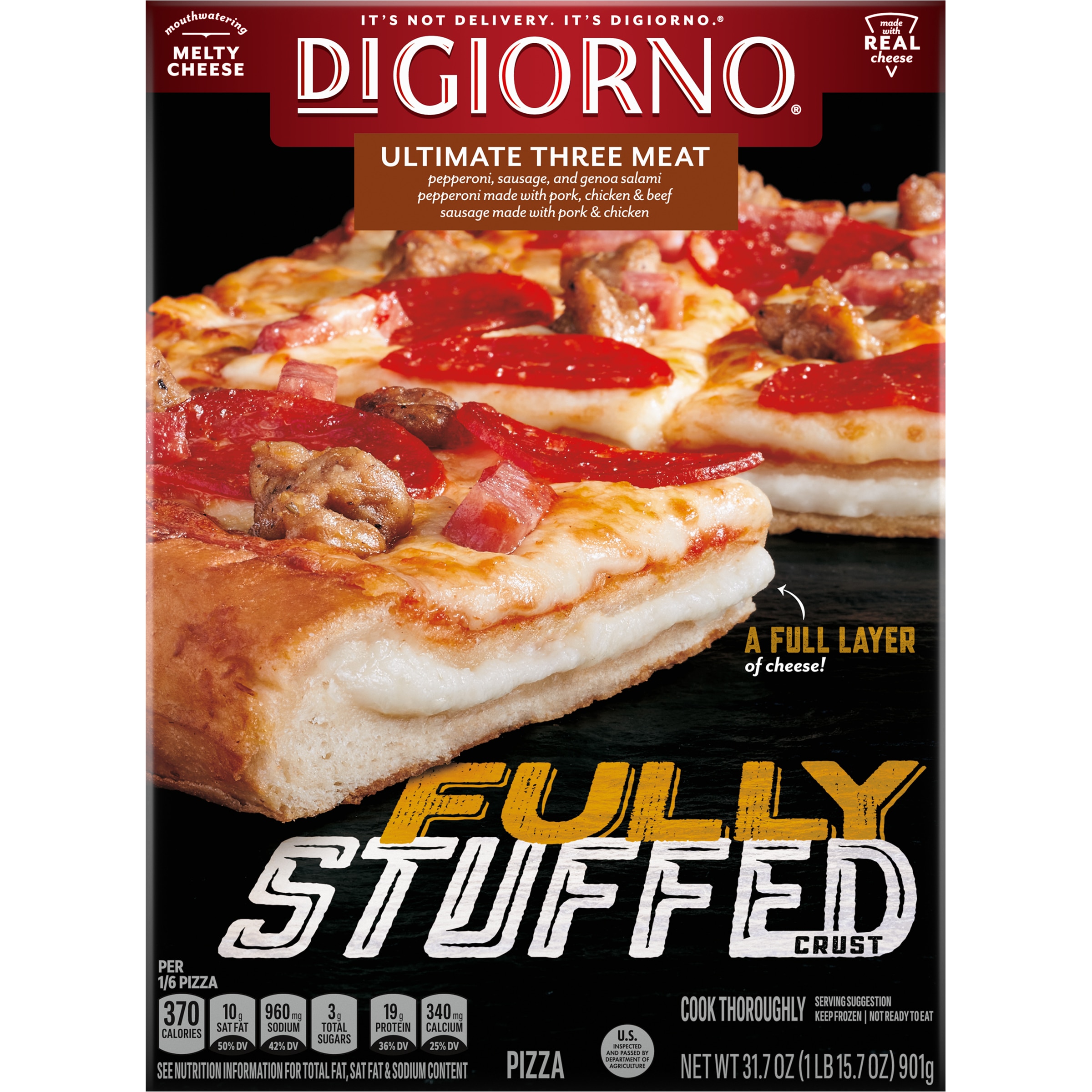 Ultimate 3 Meat Fully Stuffed Crust Frozen Pizza Official DIGIORNO®