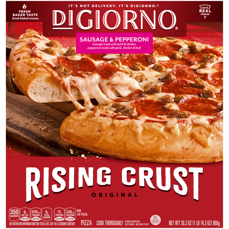 Rising Crust Sausage and Pepperoni Frozen Pizza | Official DIGIORNO®