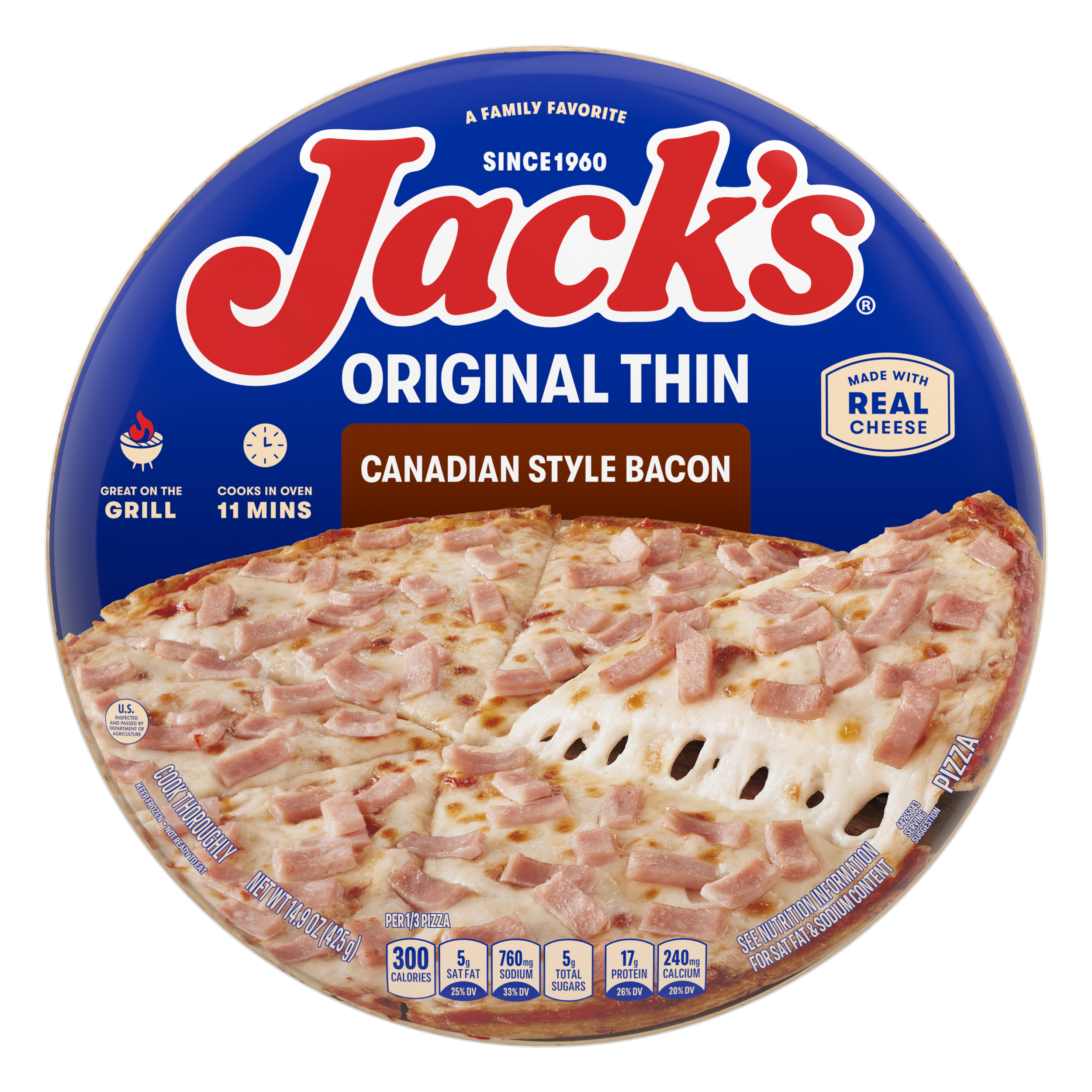 Thin Crust Canadian Style Bacon Frozen Pizza Official JACK S PIZZA