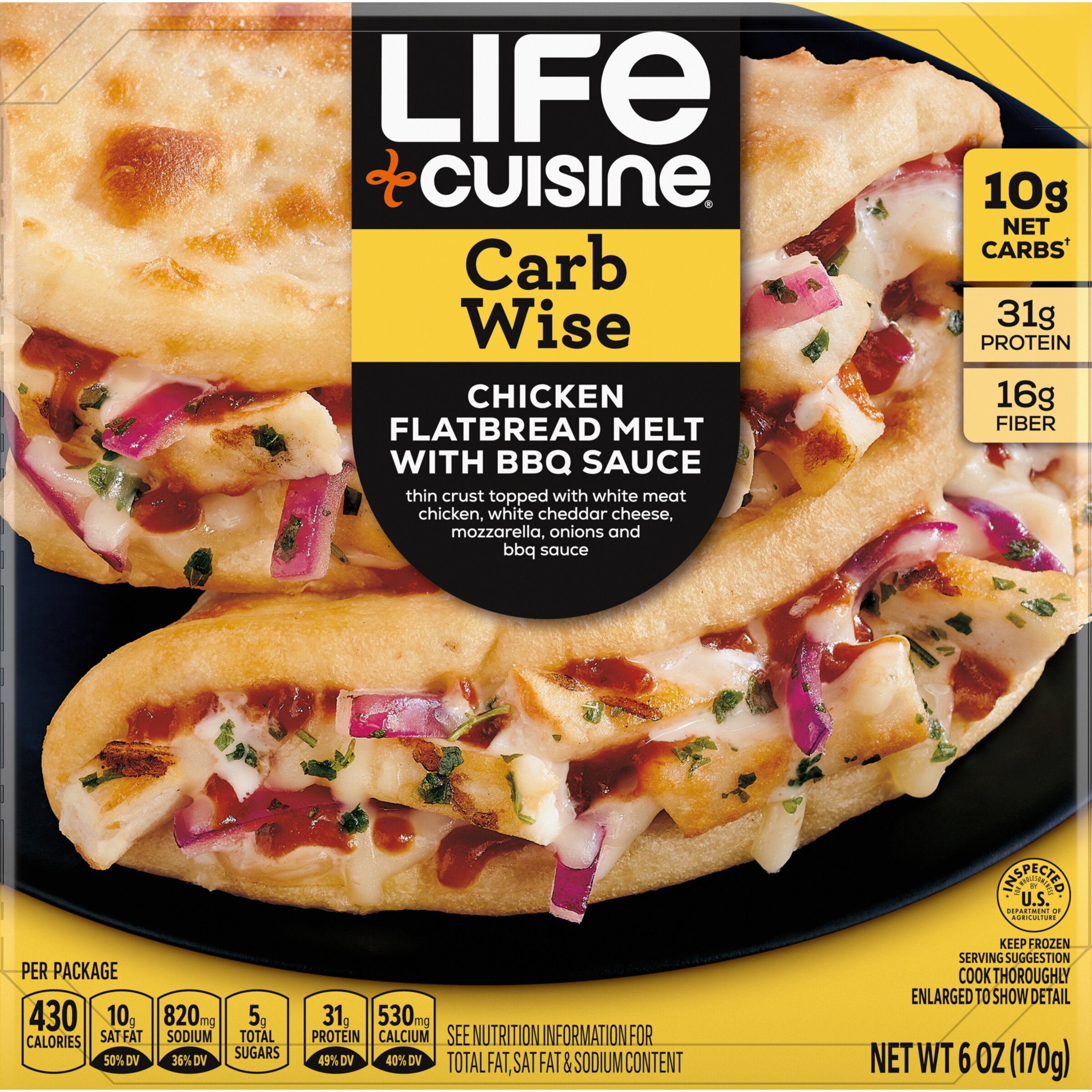Frozen Chicken Flatbread Melt with BBQ Sauce Official LIFE CUISINE®