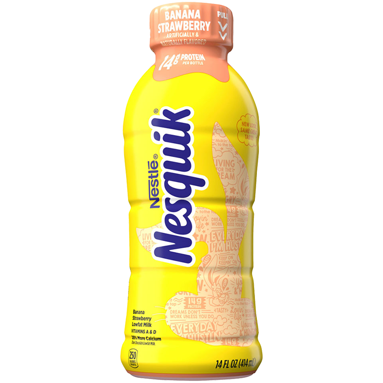 Banana Strawberry Low Fat Milk 14 fl oz | Official NESQUIK®