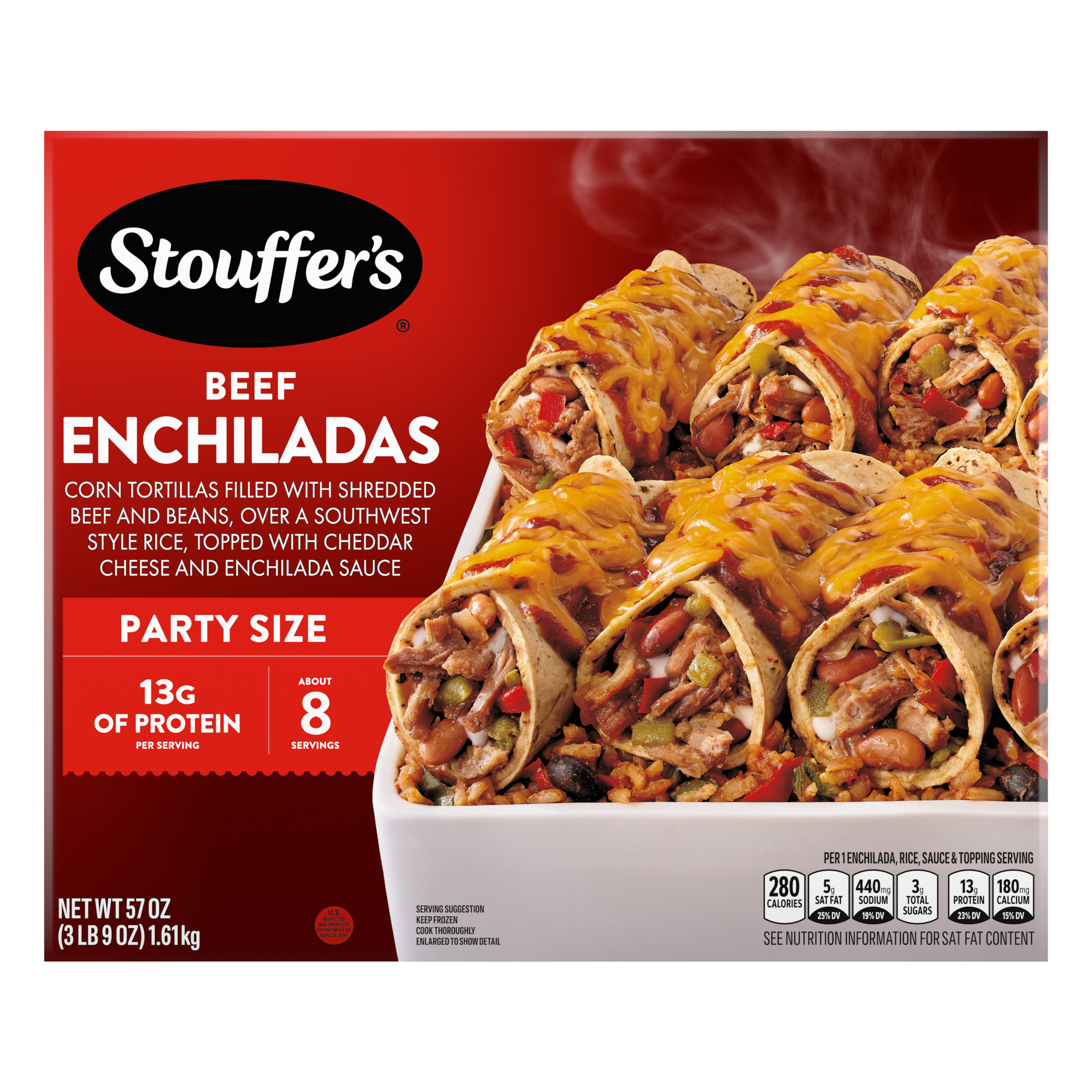 Frozen Meal Beef Enchilada Party Size Tray 57oz | Official STOUFFER'S®
