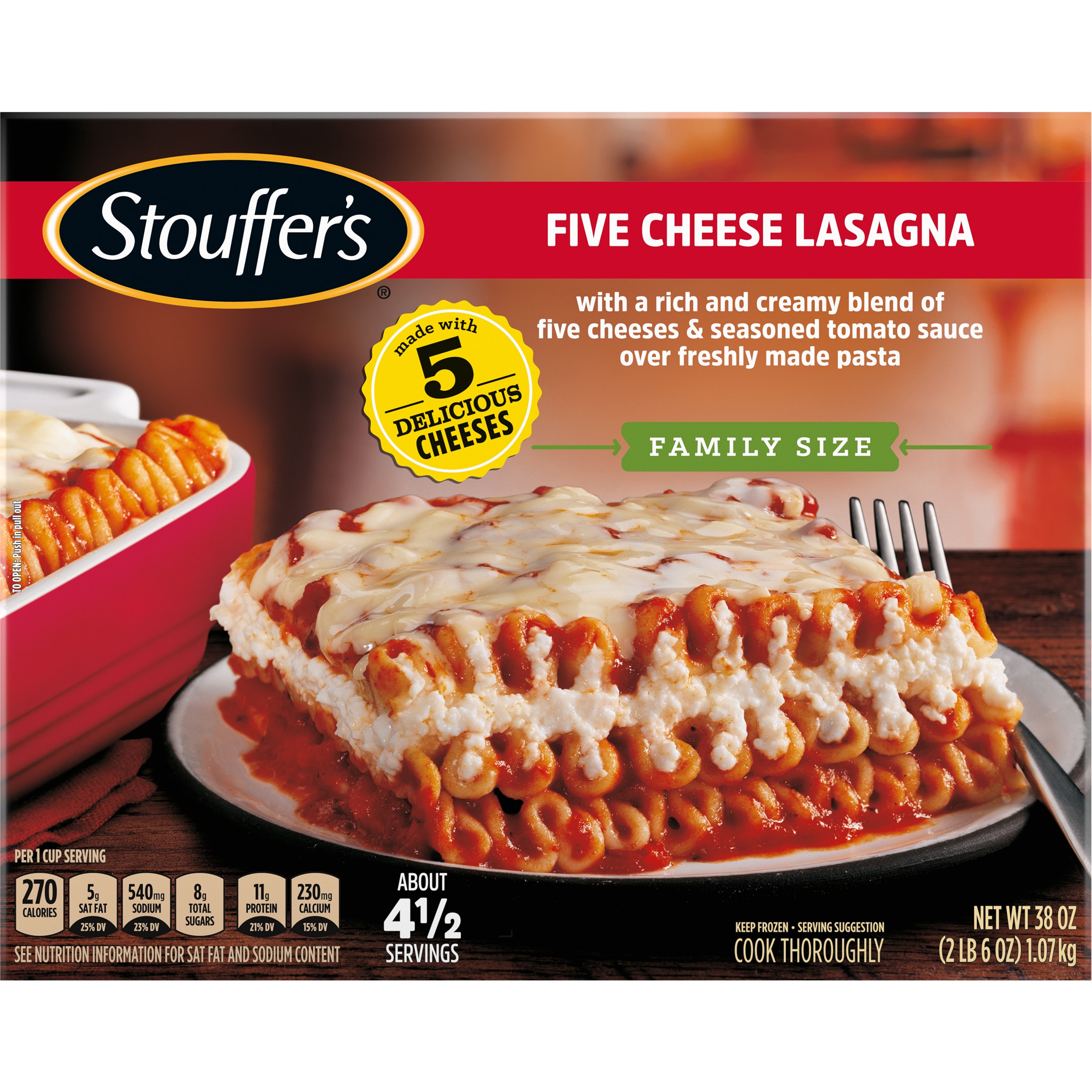 Cheese Lovers Lasagna Family Size Frozen Meal Official STOUFFER'S®