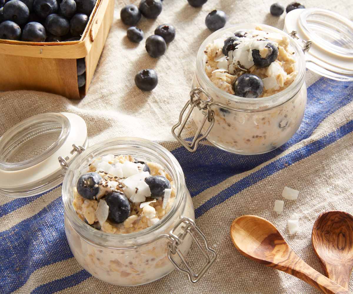 Avena con Coco y Arándanos Azules Durante la Noche
