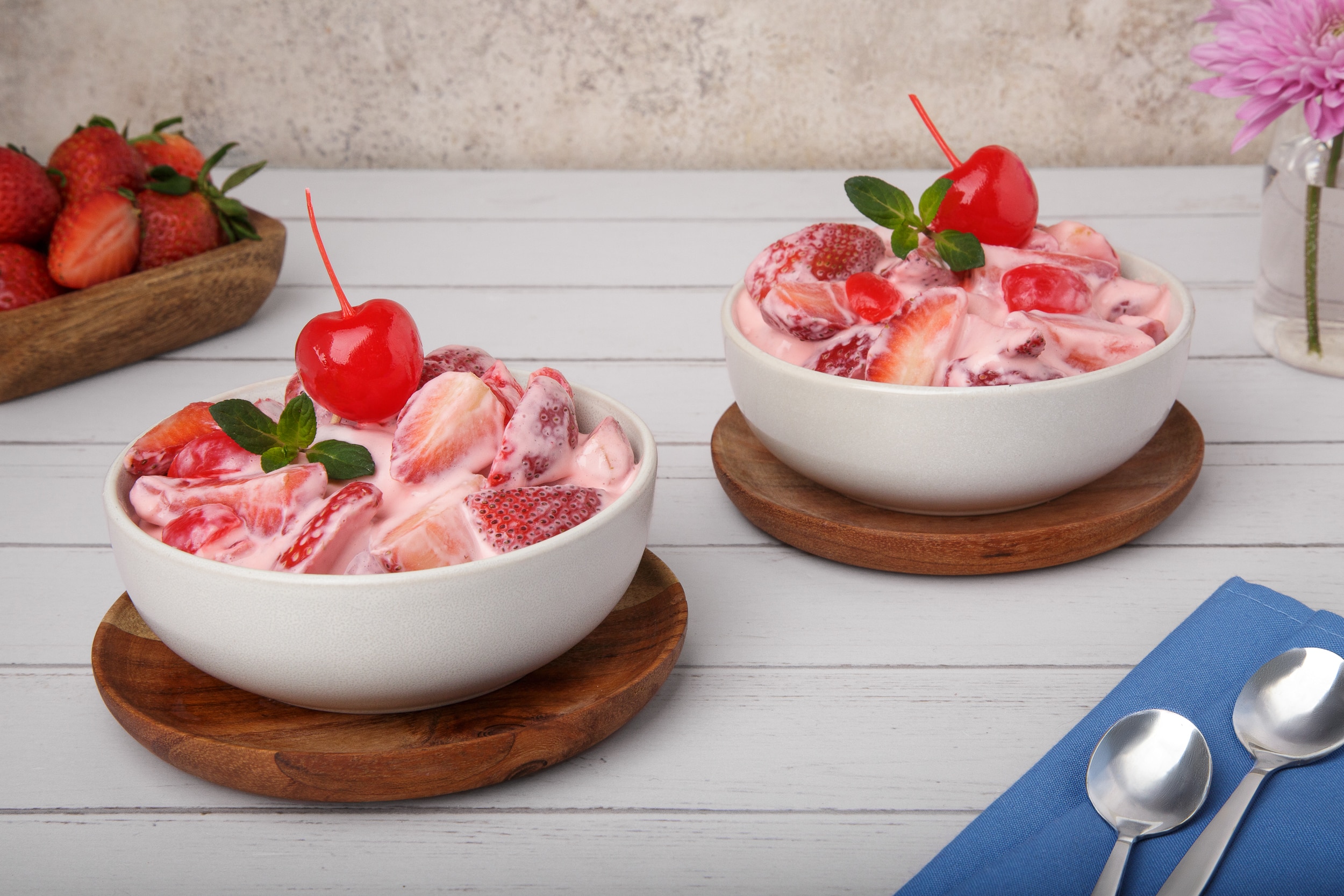 Strawberries with Cherry Cream