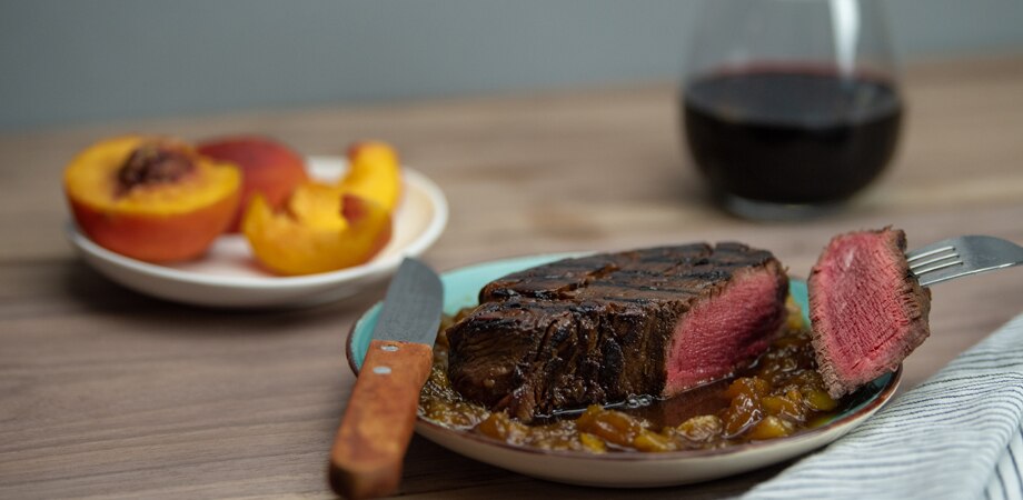 Beef Tenderloin Steaks with Peach Whiskey Sauce-image