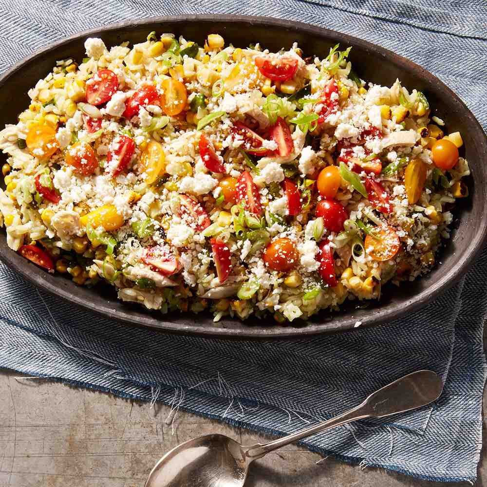 Poblano, Corn, Chicken & Rice Salad