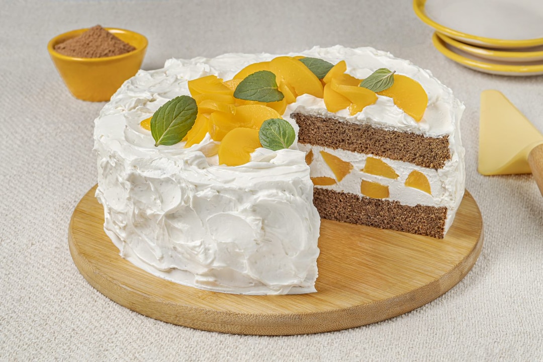 Chocolate Cake with Peaches