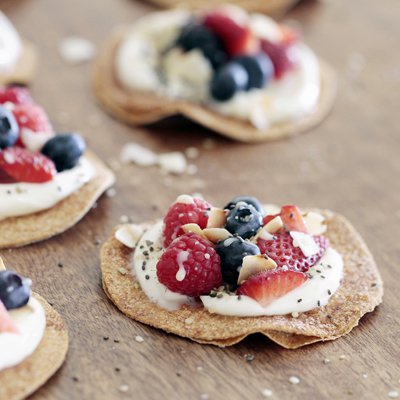 Fresh Fruit & Sweetened Yogurt Open-Face Tacos