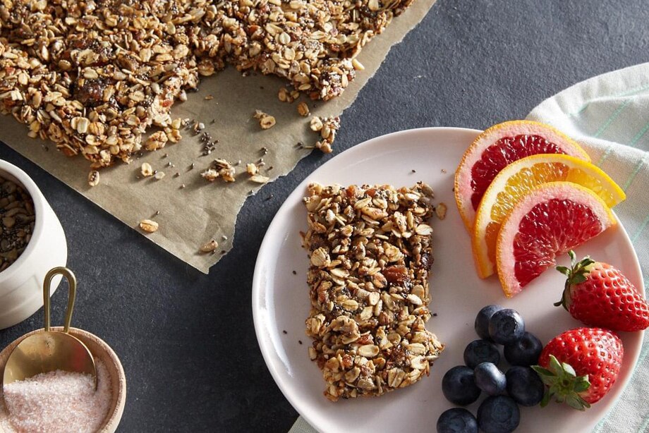 Barras de Avena, Nueces y Semillas Sin Hornear