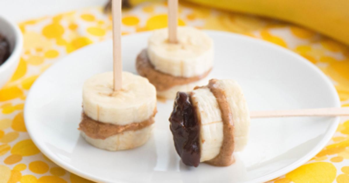 Almond Butter Banana Bites with a Side of Chocolate Spread Official