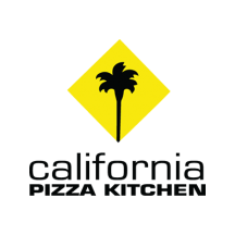 Logotipo de California Pizza Kitchen con un diamante amarillo y una palmera negra.