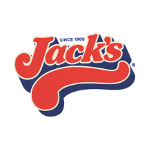 The Jack's logo featuring thick red curly type.
