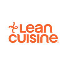 Logotipo de Lean Cuisine con una flor anaranjada hecha con una L y una C.