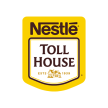 Logotipo de Toll House con una casa amarilla debajo del nombre de la marca. 