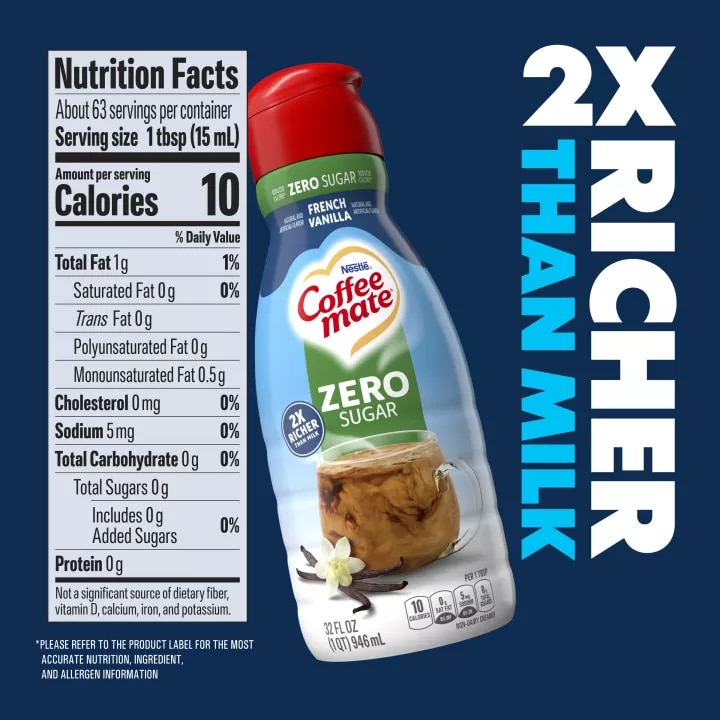 Zero Sugar French Vanilla Flavored Liquid Coffee Creamer