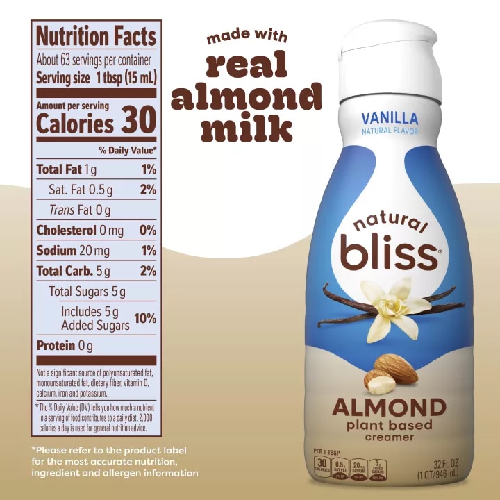 Vanilla Flavored Almond Milk Coffee Creamer