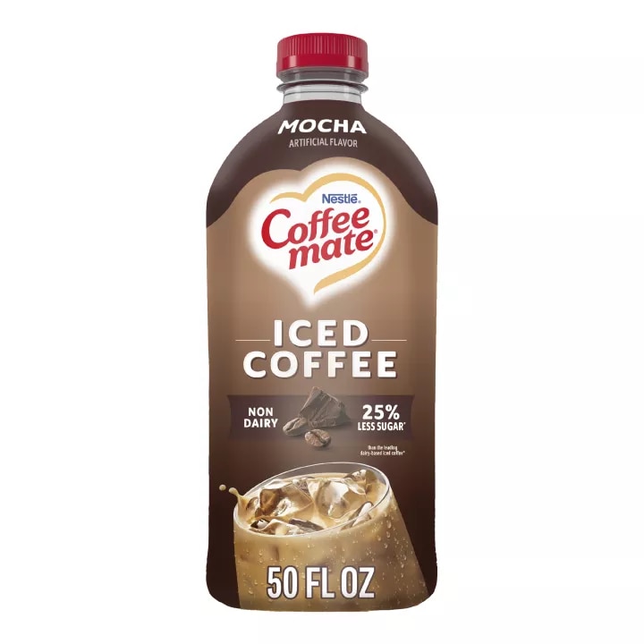 Front Center view of COFFEE MATE Iced Coffee Mocha 50 fl oz Bottle 50 FL OZ (1.56 QT) 1.47 L product.