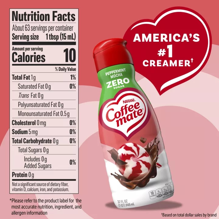 Zero Sugar Peppermint Mocha Liquid Coffee Creamer