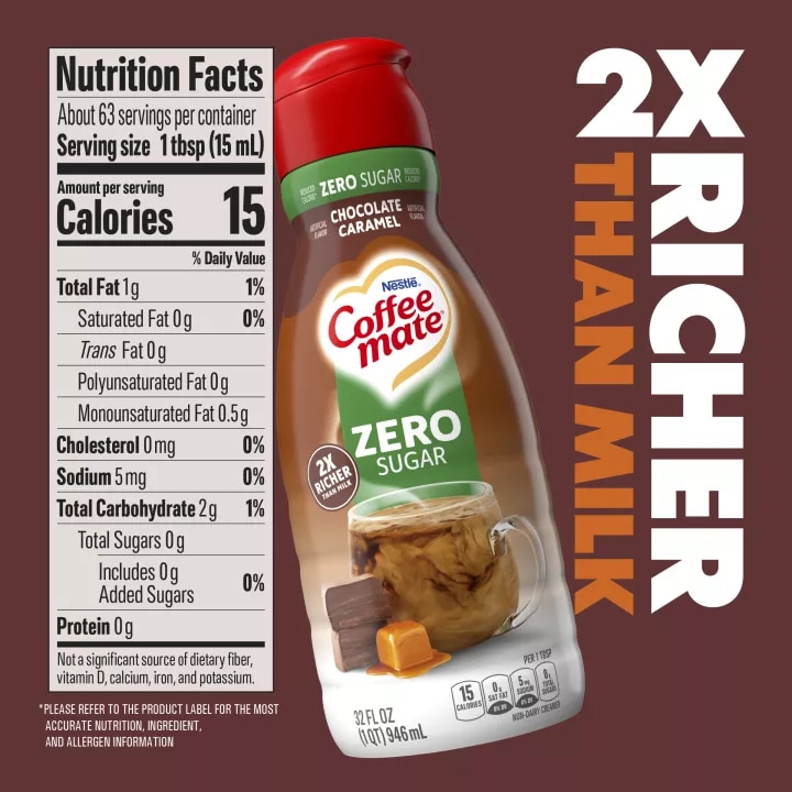 Zero Sugar Chocolate Caramel Liquid Coffee Creamer