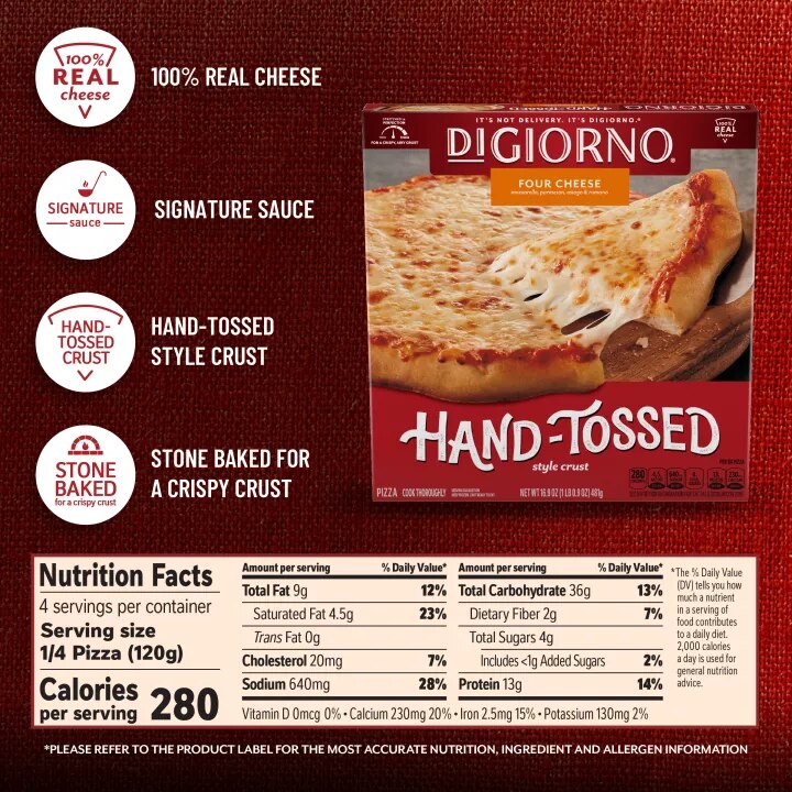 Hand Tossed Four Cheese Pizza 16.9oz | Official DIGIORNO®