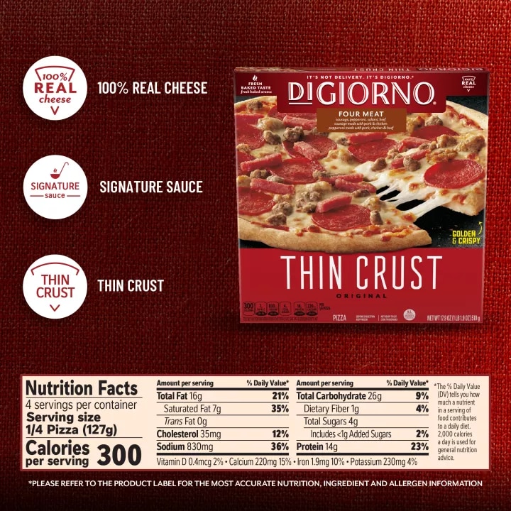 Classic Thin Crust Four Meat Pizza
