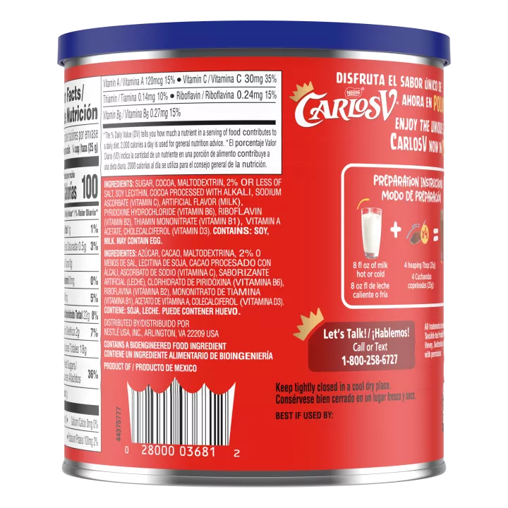 Nestle Carlos V Powder Chocolate Flavored Drink Mix 14.1oz