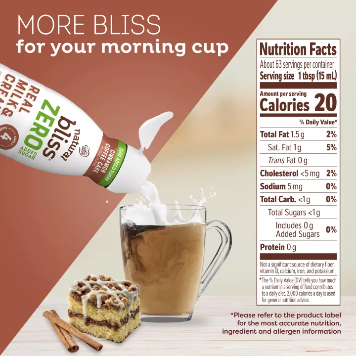 NESTLE COFFEE MATE Liquid NATURAL BLISS Sugar Free Cinnamon Coffee Cake 32floz Bottle