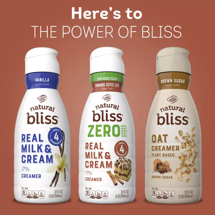 NESTLE COFFEE MATE Liquid NATURAL BLISS Sugar Free Cinnamon Coffee Cake 32floz Bottle