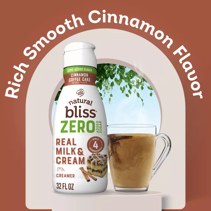NESTLE COFFEE MATE Liquid NATURAL BLISS Sugar Free Cinnamon Coffee Cake 32floz Bottle