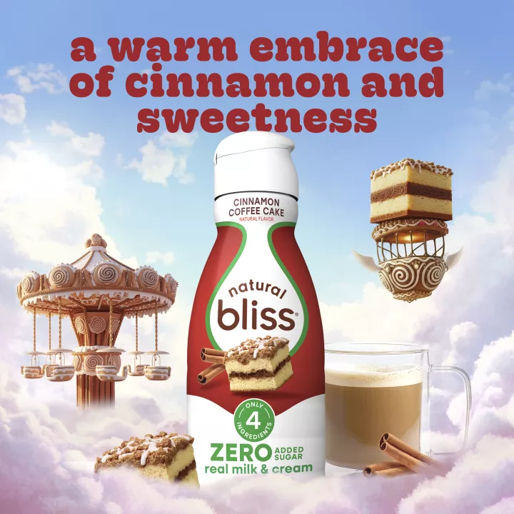 NESTLE COFFEE MATE Liquid NATURAL BLISS Sugar Free Cinnamon Coffee Cake 32floz Bottle
