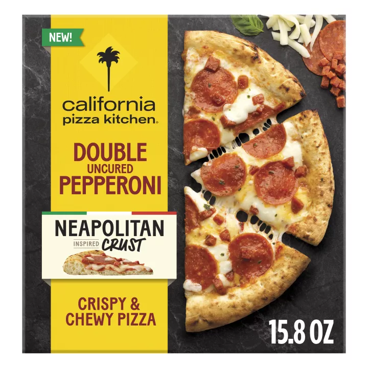 Front Center view of California Pizza Kitchen Neapolitan Double Pepperoni Net Wt 15.8 oz (448 g) product.