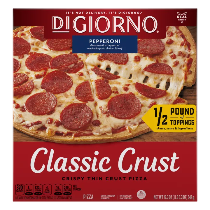 Front Center view of DIGIORNO® Classic Crust Pepperoni Pizza.