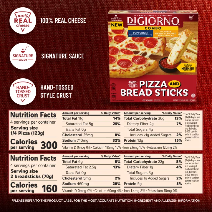 Hand-Tossed Pepperoni Pizza and Breadsticks Combo | Official DIGIORNO®