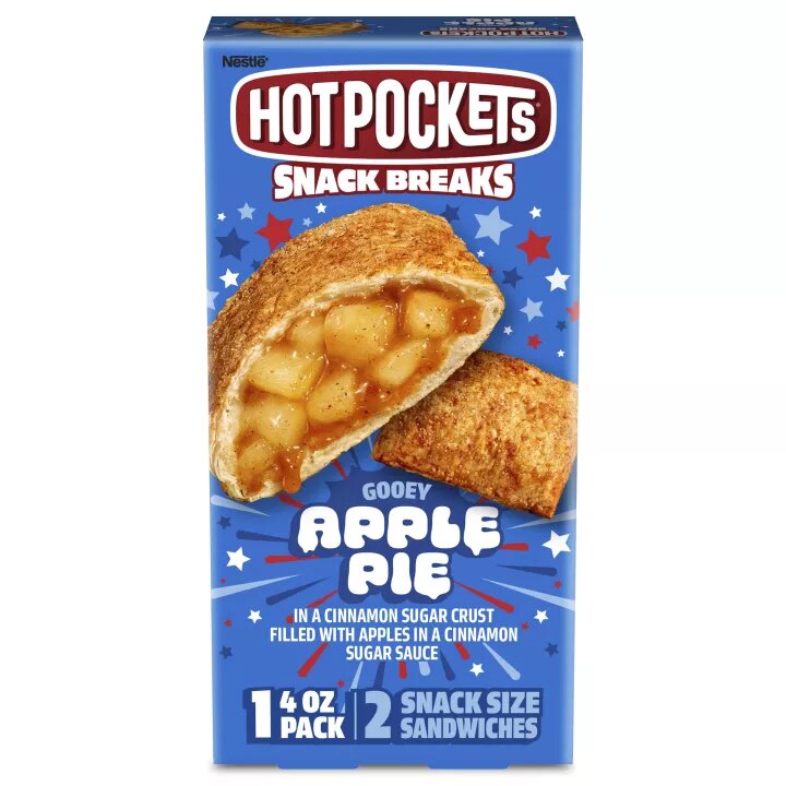 Front Center view of NESTLE HOT POCKETS Frozen Snack Breaks Apple Pie 4oz Carton NET WT 4 oz (113 g) product.
