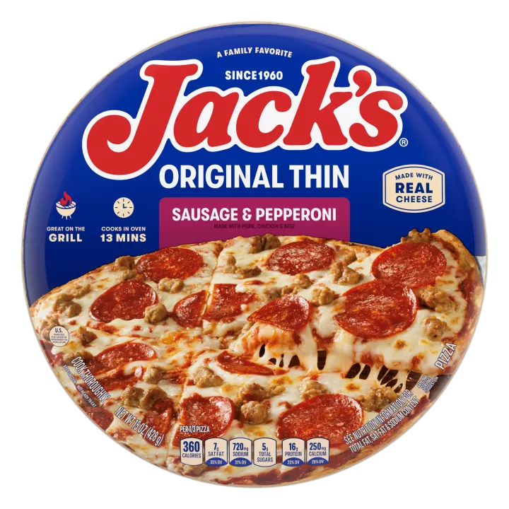 Thin Crust Sausage & Pepperoni Frozen Pizza | Official JACK'S ...