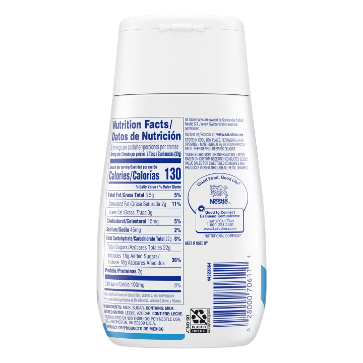 Leche Condensada Azucarada, en botella sirve fácil de 11.8 oz