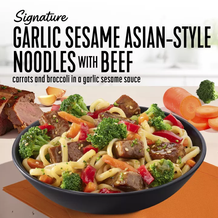 Comida congelada LEAN CUISINE® Garlic Sesame Asian-Style Noodles with Beef con certificación Heart Check de la AHA