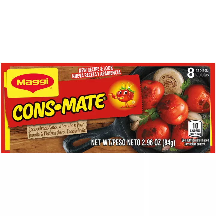 Front Center view of Maggi Consomate Tomato and Chicken Flavor Concentrate NET WT 2.96 OZ (84 g) product.
